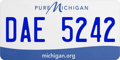MI license plate DAE5242