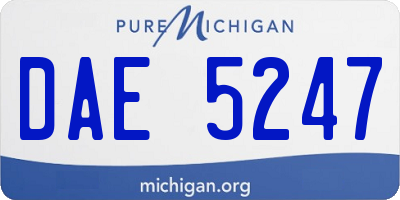 MI license plate DAE5247