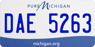 MI license plate DAE5263