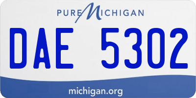 MI license plate DAE5302