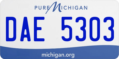 MI license plate DAE5303