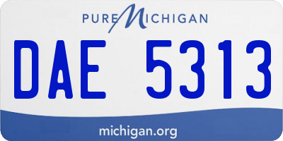 MI license plate DAE5313