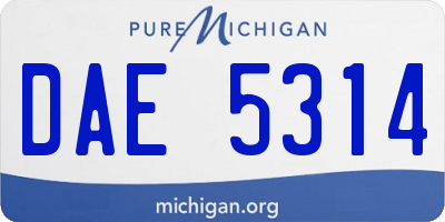 MI license plate DAE5314