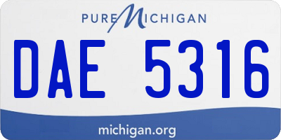 MI license plate DAE5316