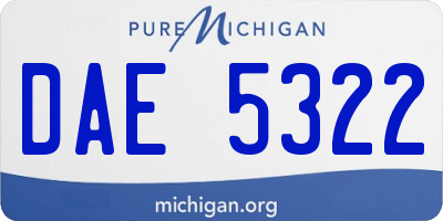 MI license plate DAE5322