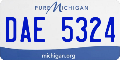 MI license plate DAE5324