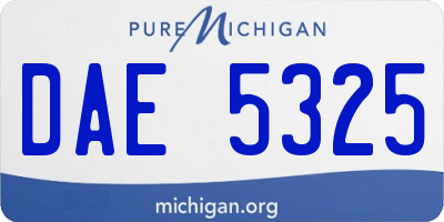 MI license plate DAE5325