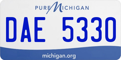 MI license plate DAE5330