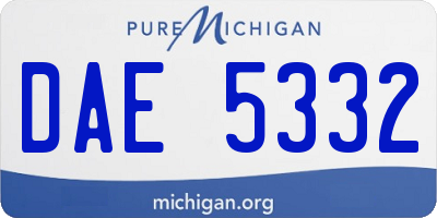 MI license plate DAE5332