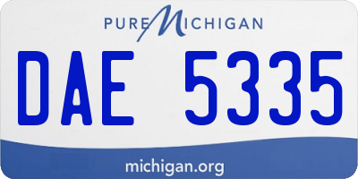 MI license plate DAE5335