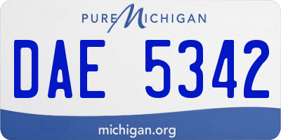 MI license plate DAE5342
