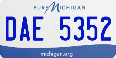 MI license plate DAE5352