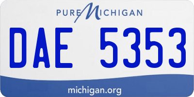 MI license plate DAE5353