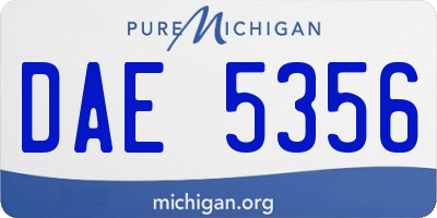 MI license plate DAE5356