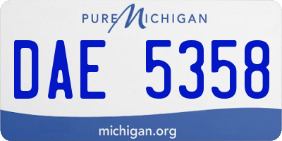 MI license plate DAE5358