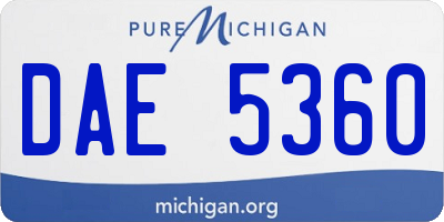 MI license plate DAE5360