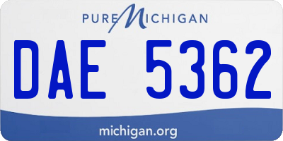 MI license plate DAE5362