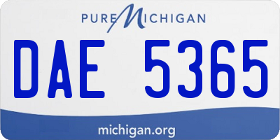 MI license plate DAE5365