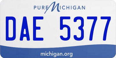 MI license plate DAE5377