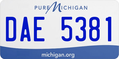 MI license plate DAE5381