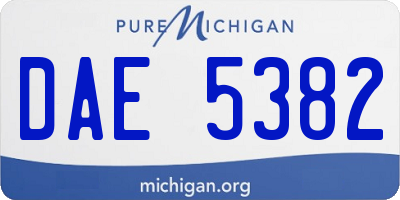 MI license plate DAE5382