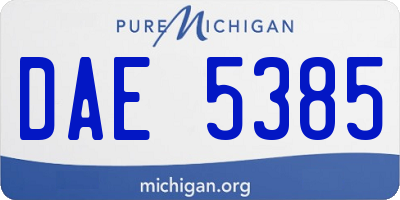 MI license plate DAE5385