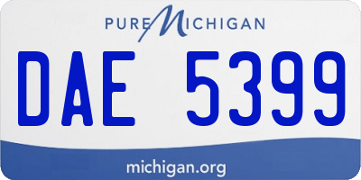 MI license plate DAE5399