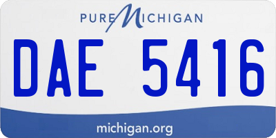 MI license plate DAE5416