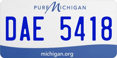 MI license plate DAE5418