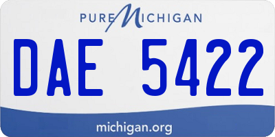 MI license plate DAE5422
