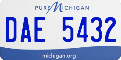 MI license plate DAE5432