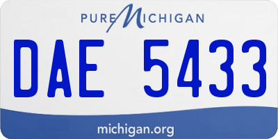 MI license plate DAE5433