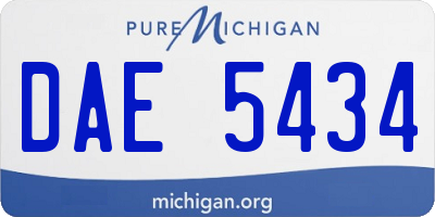 MI license plate DAE5434