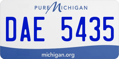 MI license plate DAE5435
