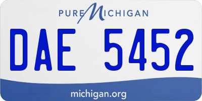 MI license plate DAE5452