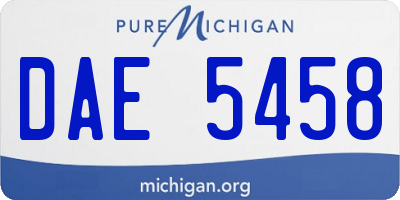 MI license plate DAE5458