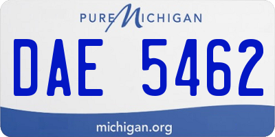 MI license plate DAE5462
