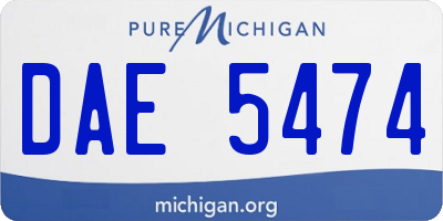 MI license plate DAE5474