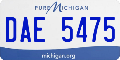 MI license plate DAE5475