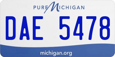 MI license plate DAE5478