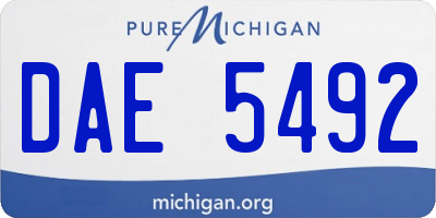 MI license plate DAE5492