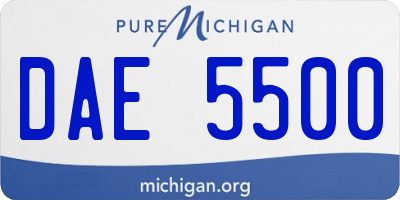 MI license plate DAE5500