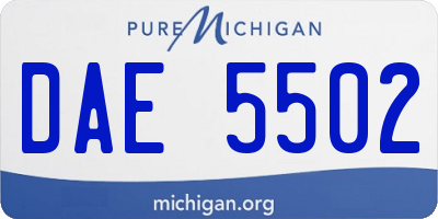MI license plate DAE5502