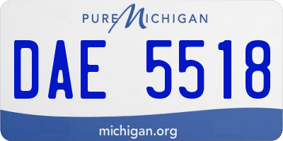 MI license plate DAE5518