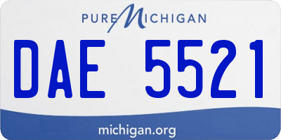 MI license plate DAE5521