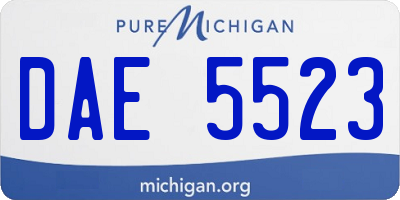 MI license plate DAE5523