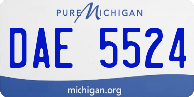 MI license plate DAE5524