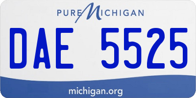 MI license plate DAE5525