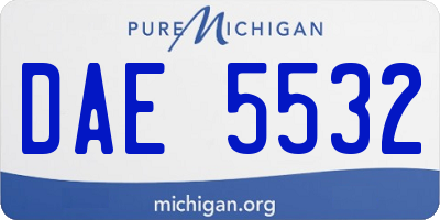MI license plate DAE5532