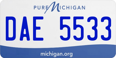 MI license plate DAE5533